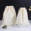 Customizable Thick Canvas Drawstring Bag - Festival Souvenir, Wear-Resistant, Small Size, White Cotton