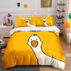 Cute Cartoon Yellow Duck Printed Bedding Set, Kid'S And Adults' Bedroom Decor, Exquisite Three-Piece Bedding Set Gift