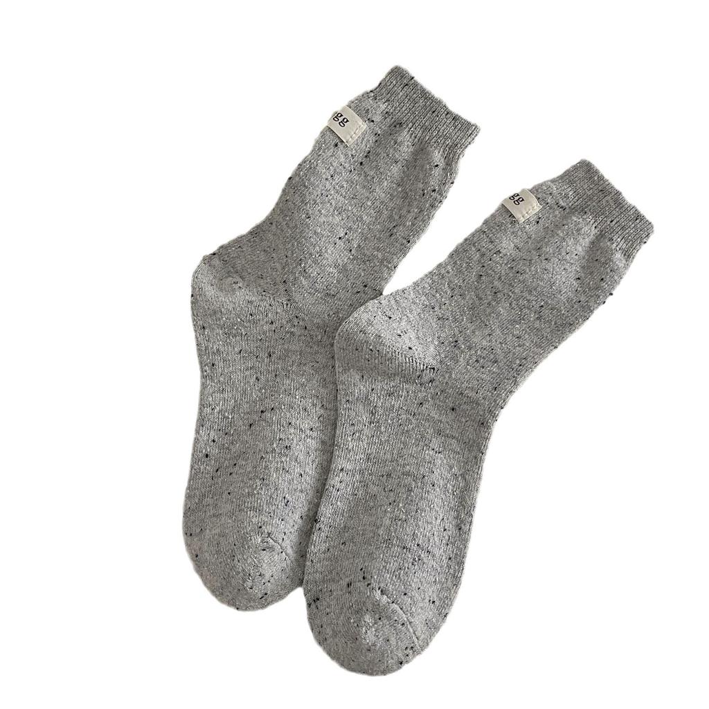 Korean Egg Cloth Label Wool Socks Children'S Thickened Warm Point Yarn Thick Thread Medium Tube Socks Dongdaemun Stacking Socks