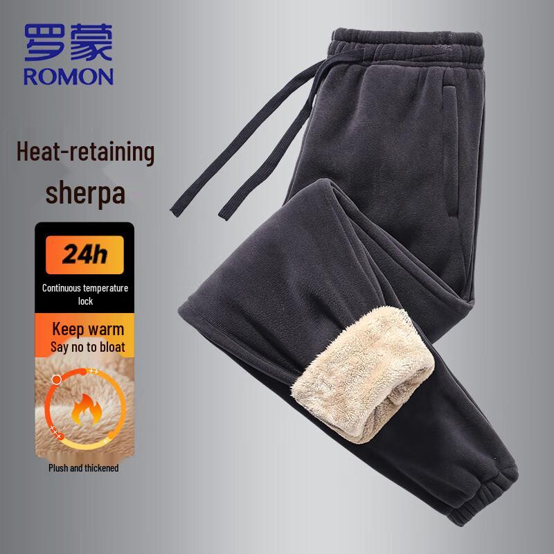 ROMON Men's Lamb Fleece Lined Jogger Pants