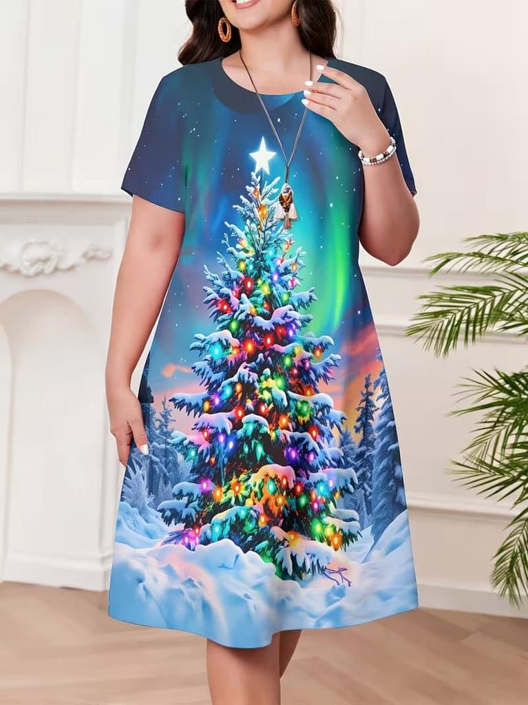 Fashion 3D Print Summer Dress Loose Casual Short Sleeve O-Neck Mini Dress
