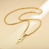 Men's Titanium Steel Lightning Pendant Square Pearl Necklace Hip Hop Fashion Accessory