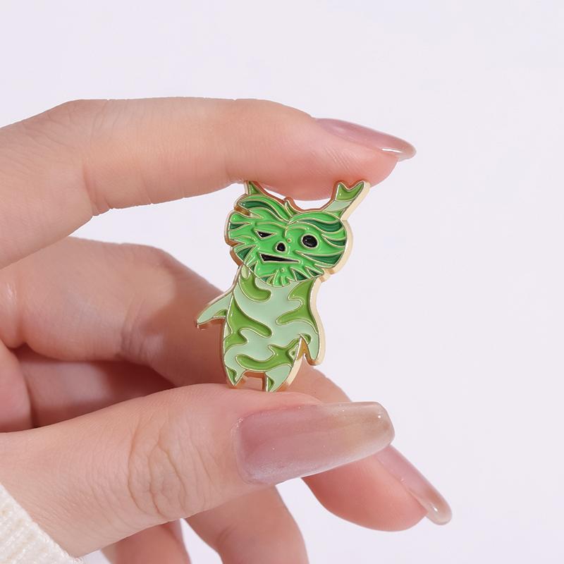 Cartoon Game Elf Enamel Pins Custom Leaf Spliced Fox Octopus Brooches Lapel Badges Animal Plant Jewelry Gift for Friends