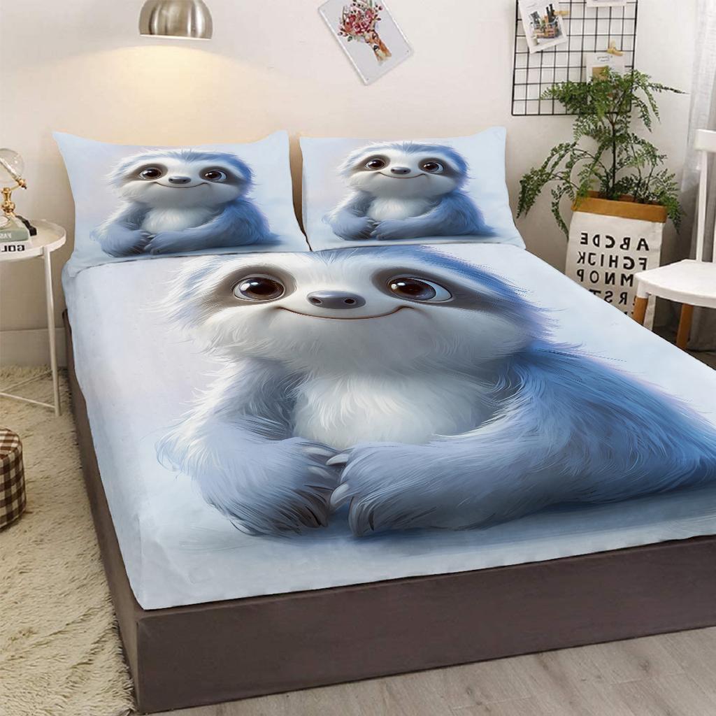 Lachender Otter Muster 3-teiliges Bettwäscheset mit zwei Kissenbezügen, geeignet für Schlafzimmer und Wohnzimmer (Tier, Kindertag)3-Stück
