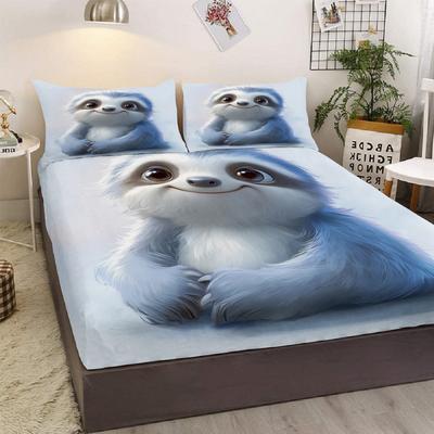 Lachender Otter Muster 3-teiliges Bettwäscheset mit zwei Kissenbezügen, geeignet für Schlafzimmer und Wohnzimmer (Tier, Kindertag)3-Stück