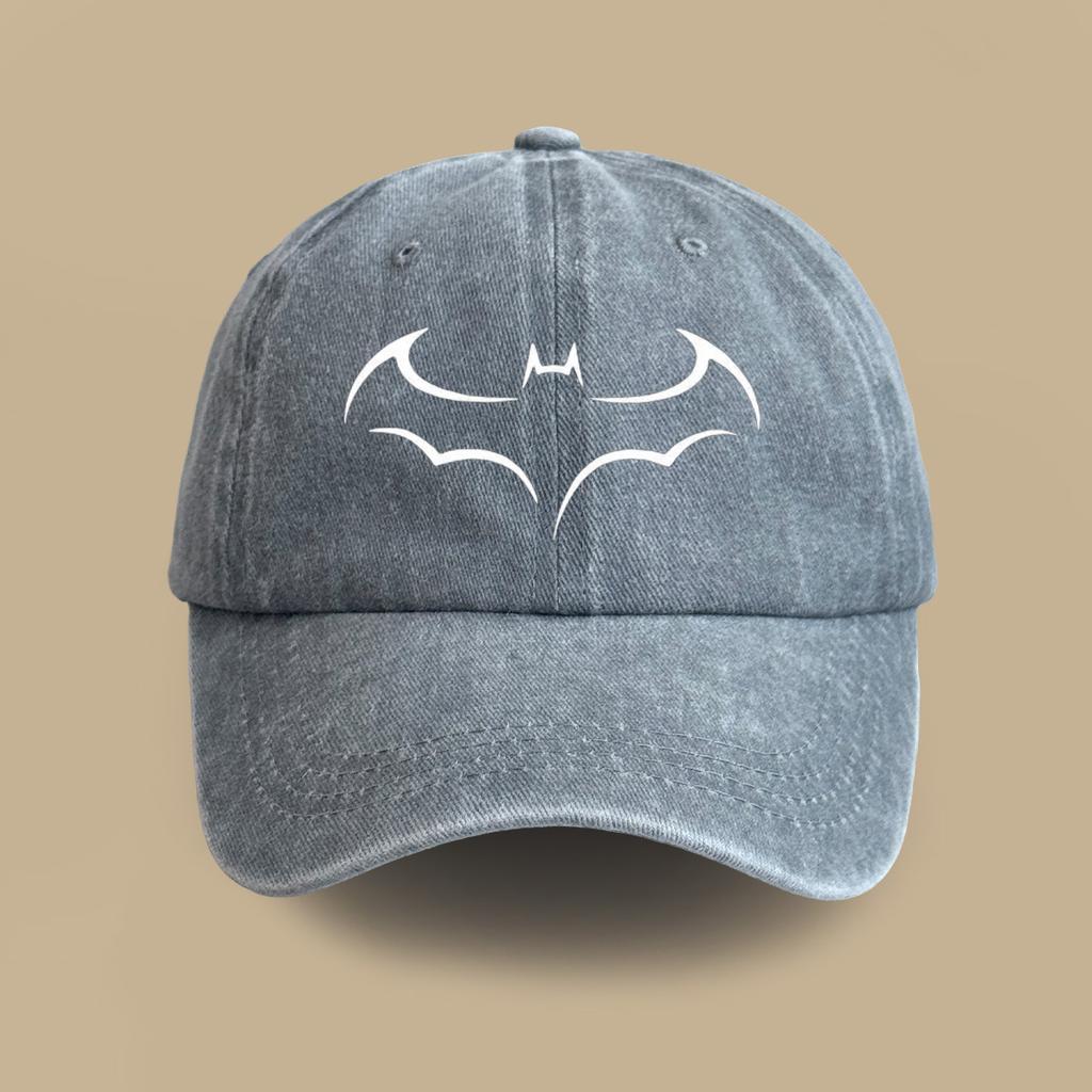 Retro washed soft top hat trendy bat pattern casual cap spring and summer outdoor versatile travel baseball cap