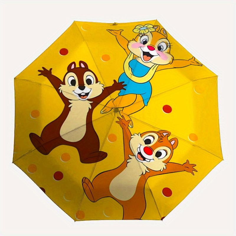 1pc Cheerful Chipmunks Automatic Umbrella - Cartoon Design, Lightweight & Portable, Travel Umbrella, Durable Canopy a0820003