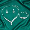 Błyszczący Naszyjnik z Cyrkoniami Kolczyki Bransoletka Zestaw Biżuterii dla Kobiet Ślubny Kryształowy Choker Bankietowe Akcesoria