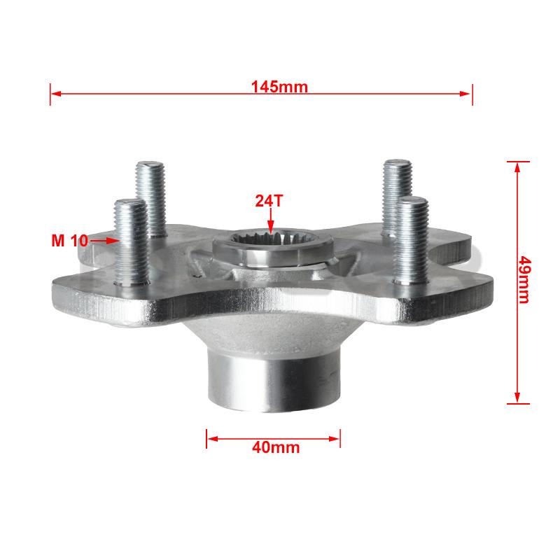 Moyeu de roue d'essieu arrière 24 dents 110 mm*4 goujons Convient pour ATV Go Kart UTV Buggy Golf Cart Quad Vélo Chinois 150cc 200cc 250cc 300cc Pièces