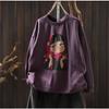 Damen Hoodie mit künstlerischem Cartoon-Print - Frühling/Herbst Lässig Rundhals Langarm