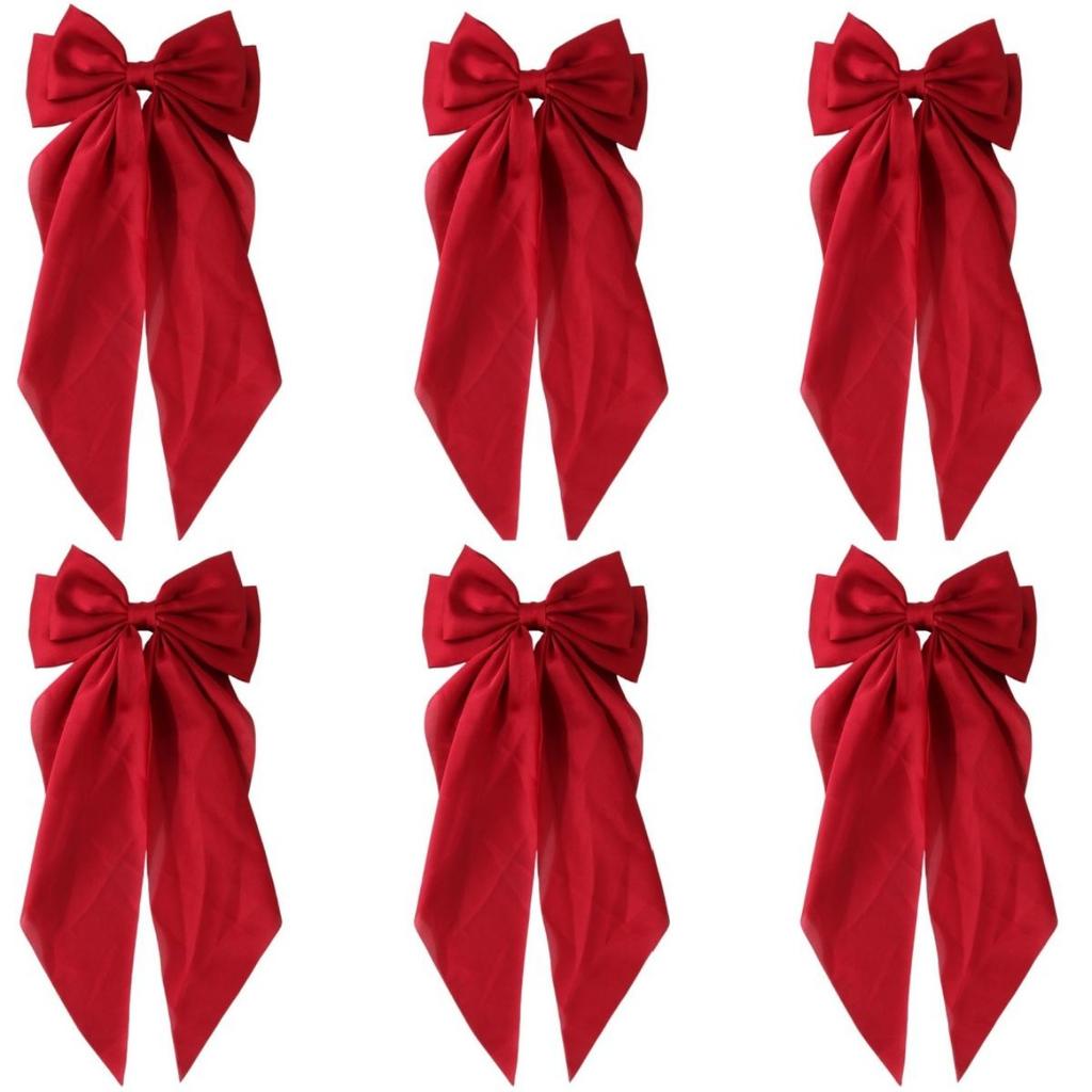 6 spring clip streamers bow hair clips for women