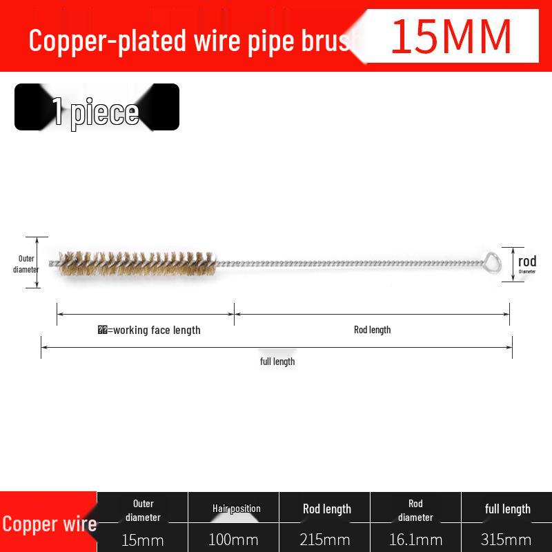 Small Bristle Test Tube & Pipe Cleaning Brush with Extended Steel Wire & Copper-Plated Features