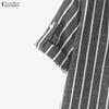 ZANZEA Women Casual V-Neck Short Sleeve Loose Stripe Blouse