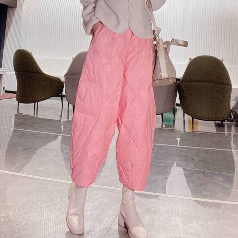 Vinter Förtjocka Harems Capri Byxor Dun Bomull Varma Lediga Tjocka Vindtäta Fluffiga Dam Byxor Snökläder Midja