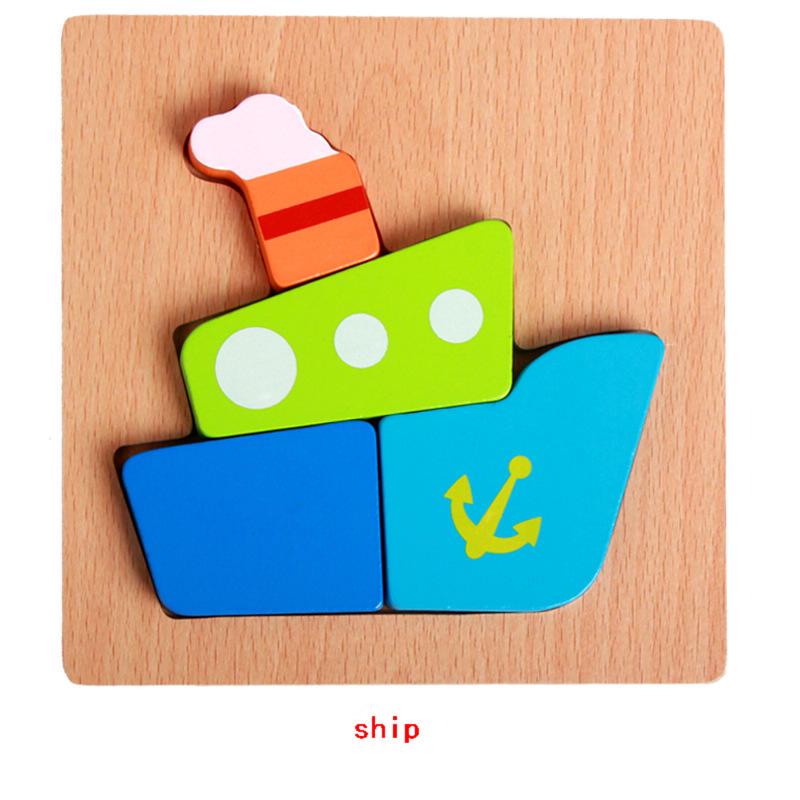 Children Wooden Toy Fruit Animals Transportation 3D Jigsaw Puzzle