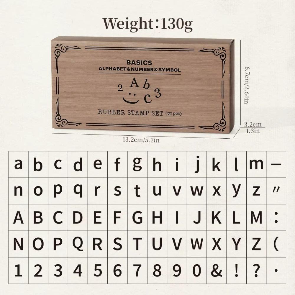 70 Pcs Wooden Handle Wooden Rubber Stamp Set Standard Size Crafting Alphabet Letter Stamp Precise Durable Standard Seal Stamp