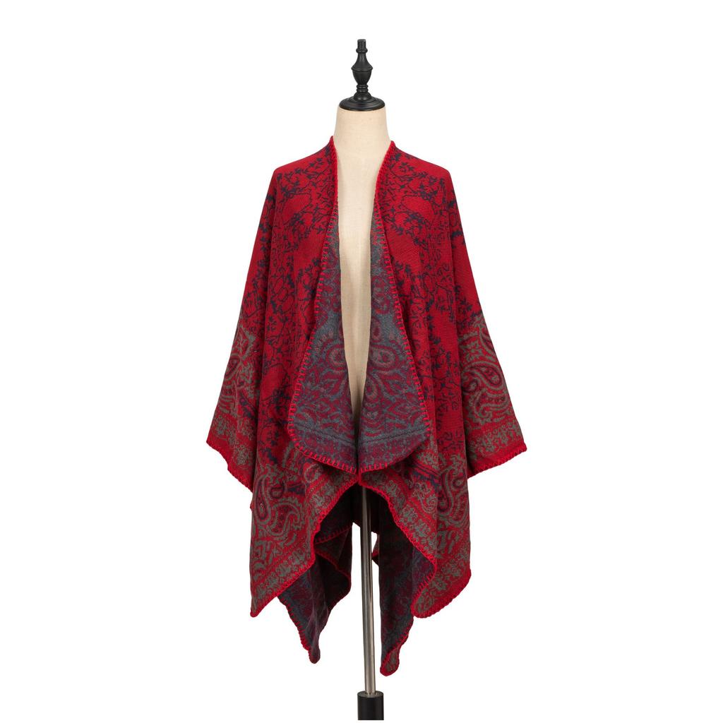 Vintage Printed Cape Cardigan Shawl, One Dress And Three Wears Ethnic Style Shawl, Women'S Travel Scarf