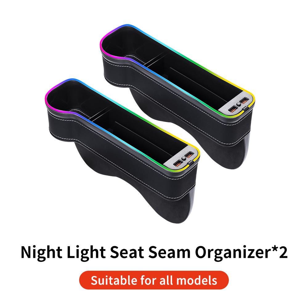 YZ multifunctional Cup Holder Gap Storage box Car Seat Gap QC3.0 USB 7 Colours Changing LED Charging Auxiliary for Vehicles