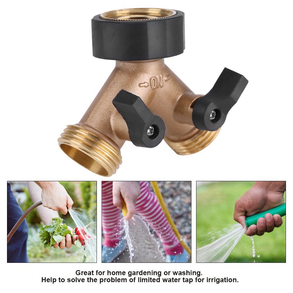Messing Vannkranadapter 2-veis Y-form 3/4 Slangekobling Hagevanning (Europeisk standard)