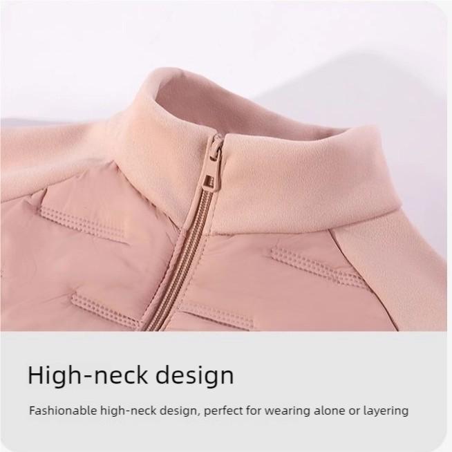 Women's Patchwork Sports Cotton Jacket Warm Stand Collar Slim Lightweight Autumn Winter Outdoor Windproof Coat