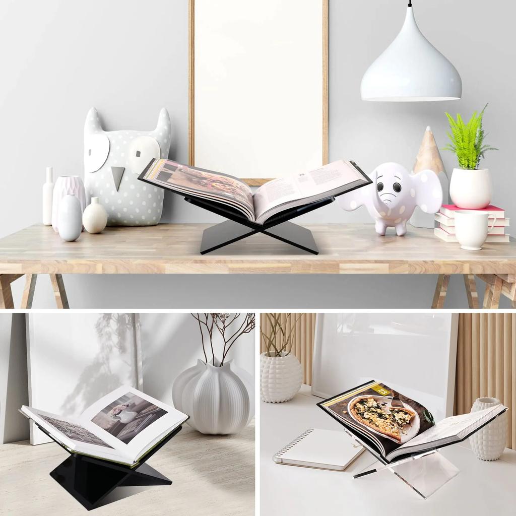 Acrylic Book Stand Large Open Book Display Stand for Cookbook Art Book Bible Guest Book - Coffee Table Book Stand for Reading