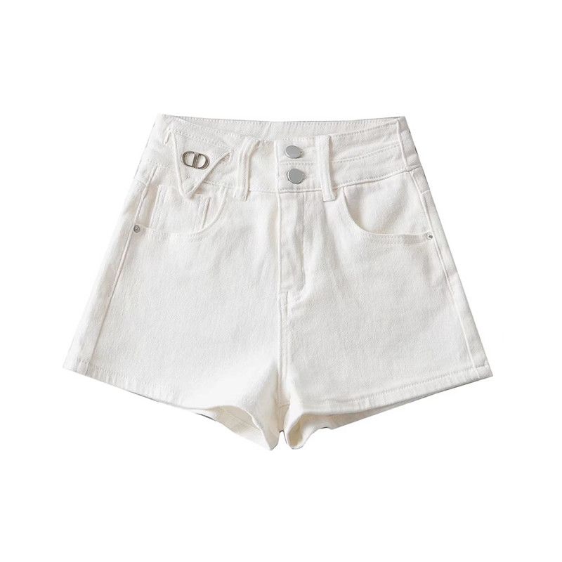 Ur Washed High Waist Metal-Decorated 3-Color Denim Shorts
