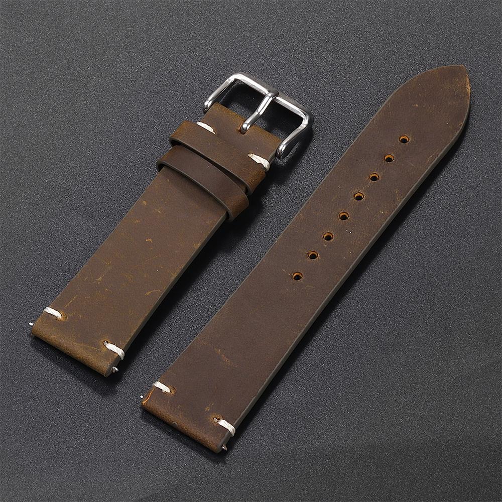 Calfskin Leather Watch Band for Omega for Seiko Bracelet 18mm 20mm 21mm 22mm 24mm Strap Dark Brown Stitching for Rolex Wristband