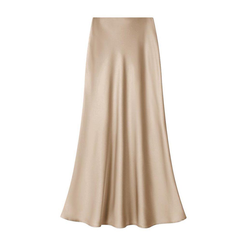 Elegant Satin Fishtail Midi Skirt - Women's High-Waist Silhouette for Summer