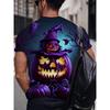 Men's Halloween Pattern Printed T-shirt Sports Short Sleeved Crew Neck T-shirt for Summer Outdoor Fitness Workout Men's Clothing