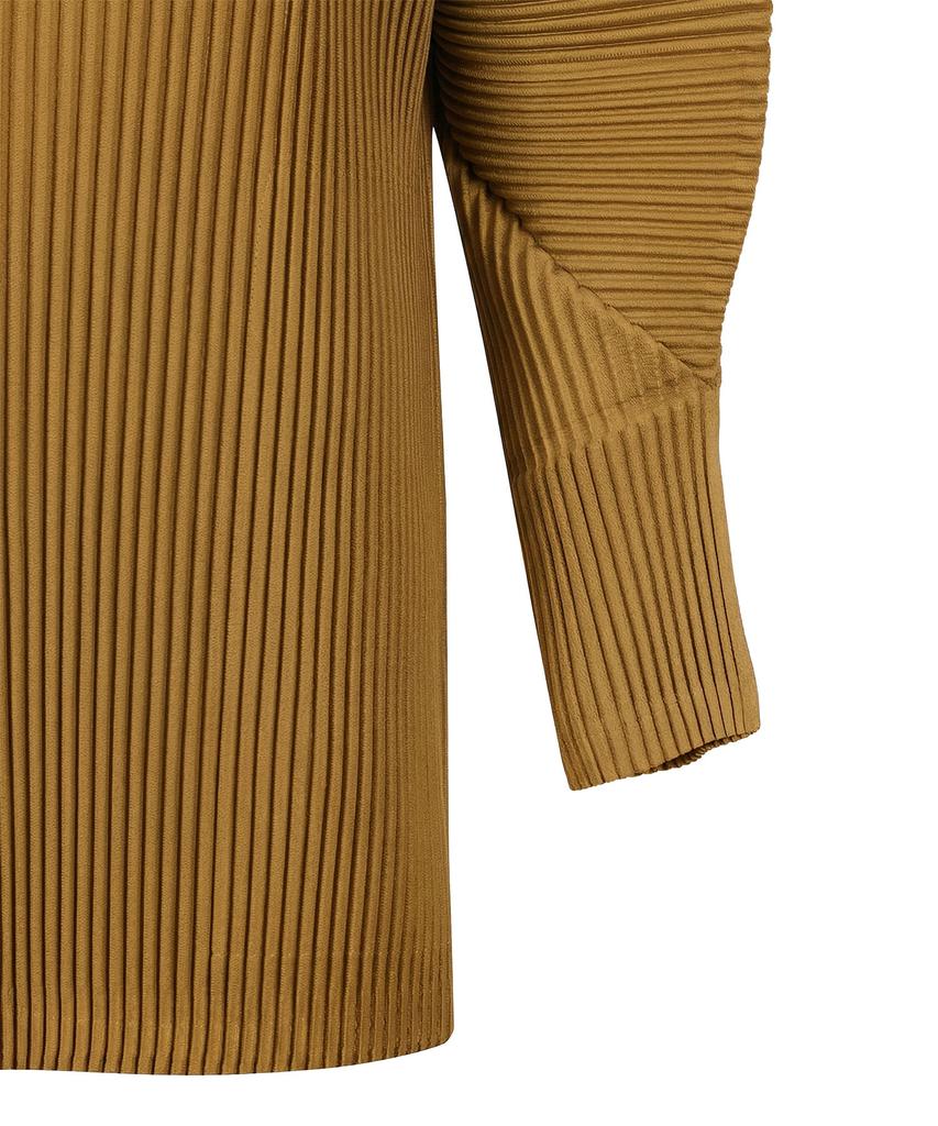Akebteu Ps02X Pleated Button Long Sleeve Open Shirt Cardigan [Camel]