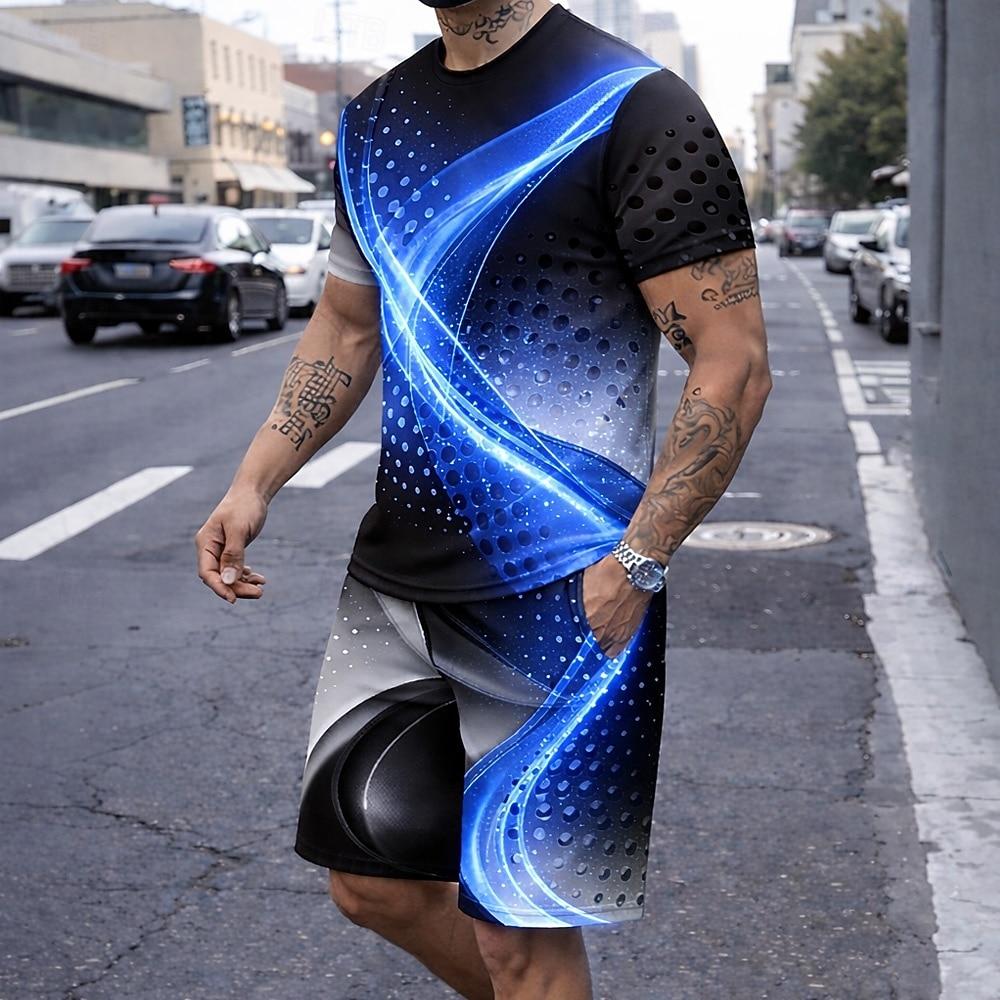 

Men s Tees sets Summer Tops Short Sleeve Short Pants Crew Neck Casual Daily Daily Vacation Sport Summer XL