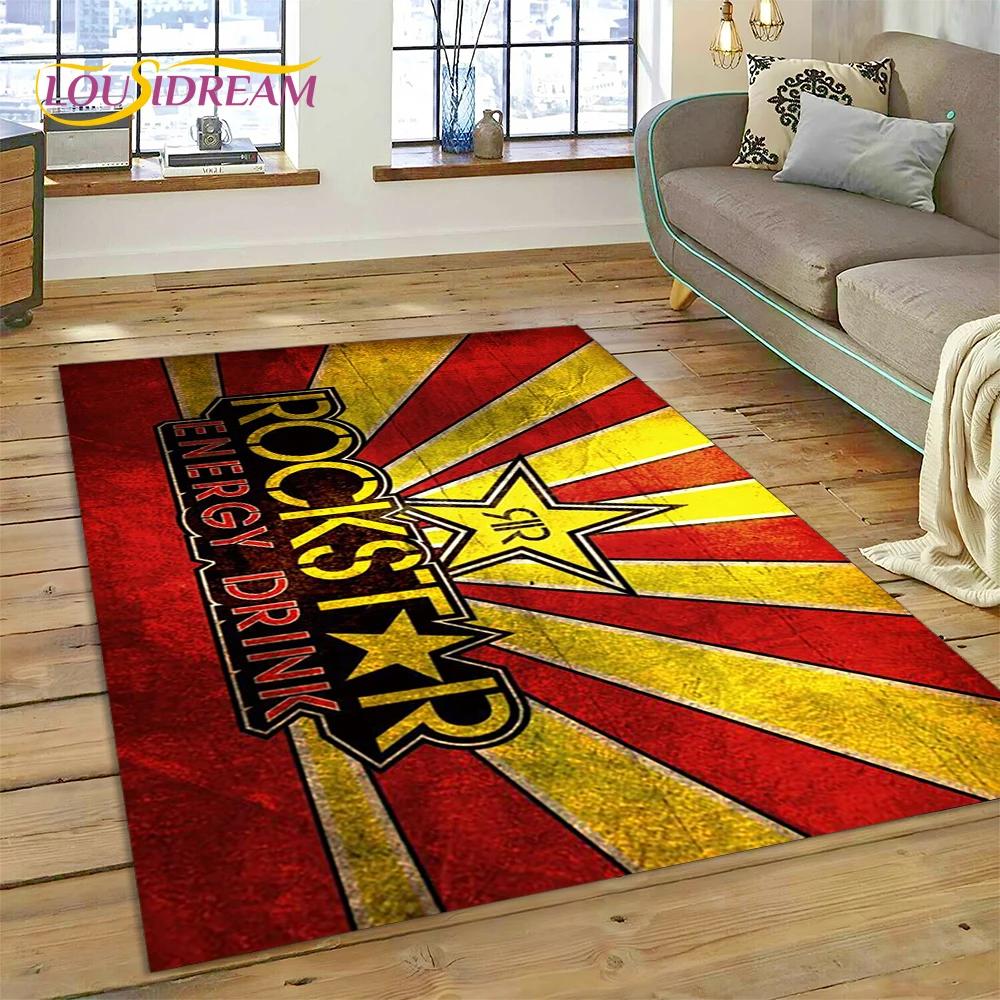 3D Rockstar Energy Logo Sport Carpet Rug for Bedroom Living Room Home Sofa Decoration,Children Game Large Decor Floor Mat Gift