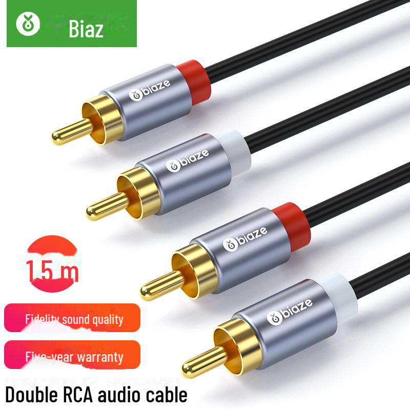 Biaz Dual Lotus Head 2RCA Male-to-Male 1m Red/White AV Audio Signal Cable