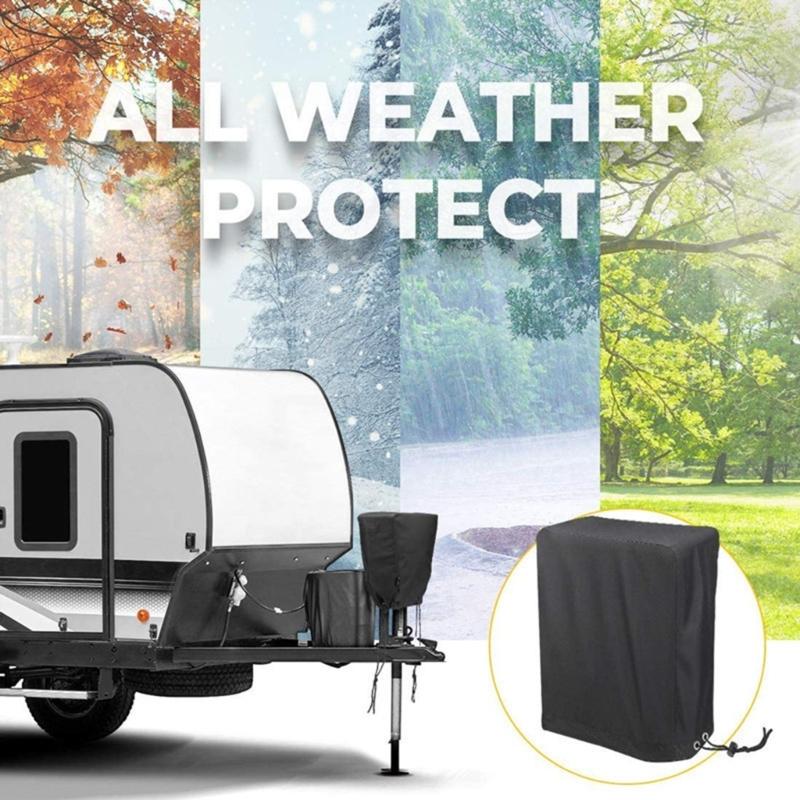 Trailer RV Electric Tongue Jack 600D Protective Cover Universal Camper Jack Cover Waterproof Trailer Accessories Black