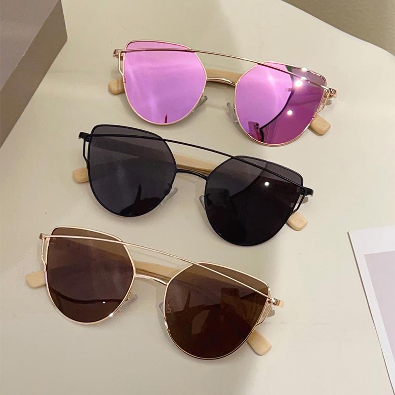 Vintage Cat Eye Sunglasses Women New In Fashion Mirror Shades Trendy Double Bridge Luxury Brand Design Sun Glasses