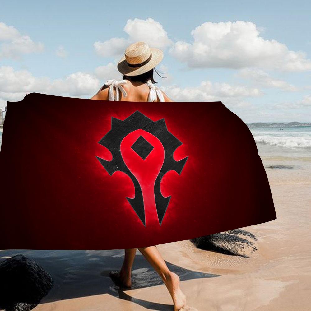 W-World Of W-Warcraft Beach Towel Cartoon Cute Summer Kids Large Bath Pool Beach Towel Microfiber Absorbent For Swimming Travel