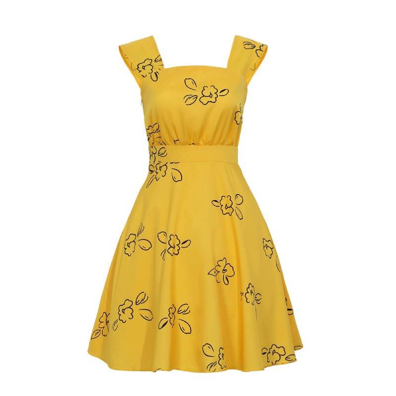 La La Land Mia Cosplay Dress For Stage Performances With Floral Prints For Adults