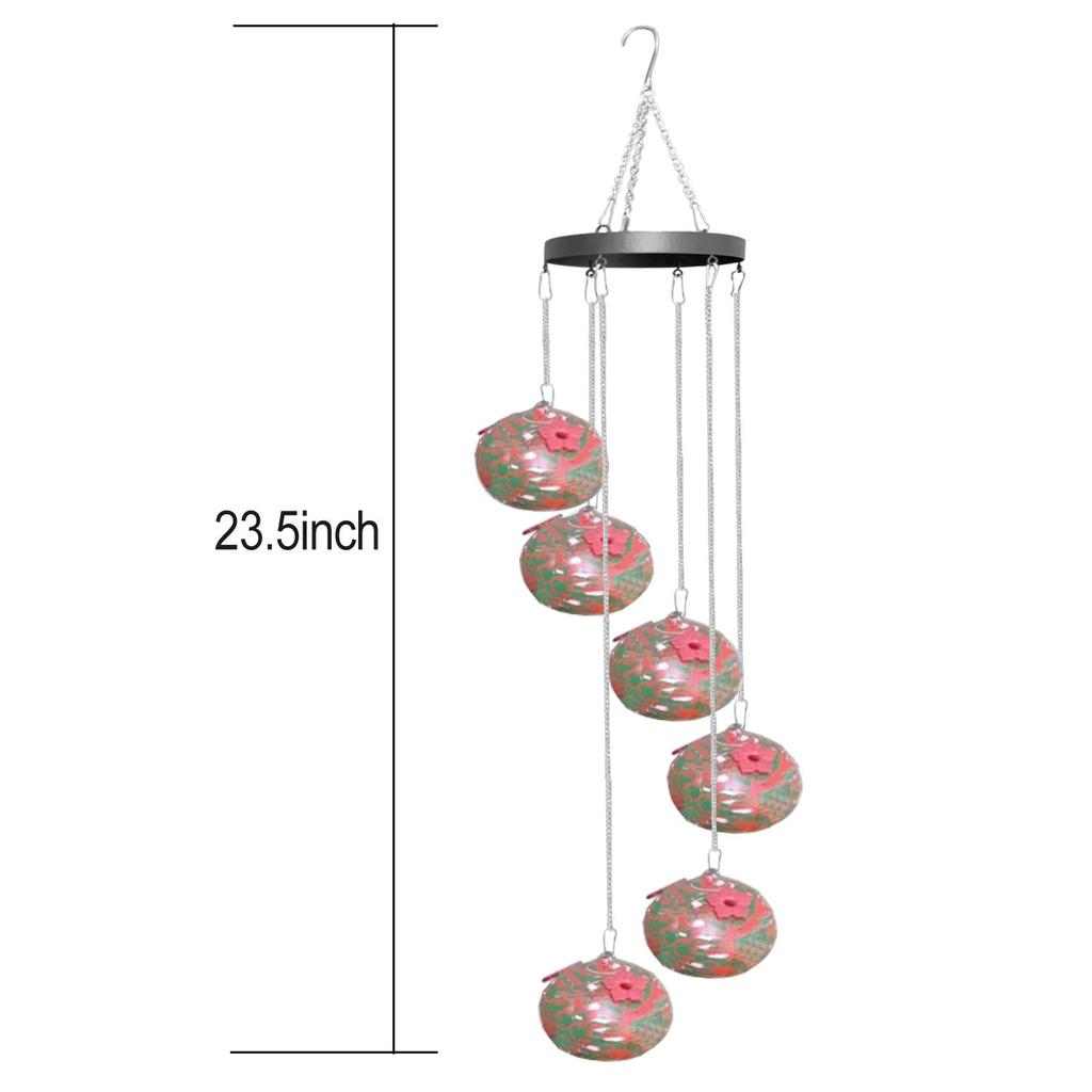 Charming Wind Chimes Hummingbird Feeders, Window Bird Feeders, Hanging Hummingbird Feeders with Flower-shaped Feeding Ports for Outdoors