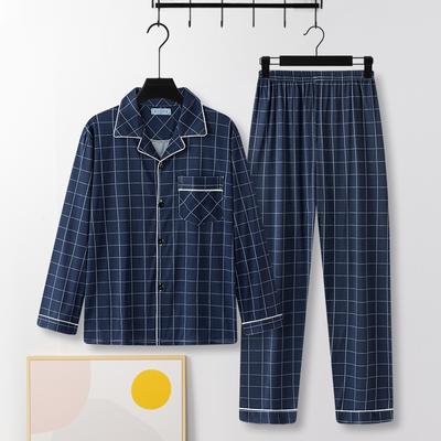 Zweiteiliges Pyjama-Set aus Baumwolle für Herren im Frühling und Herbst, große Größe, dünner Abschnitt der Herbst-Homewear