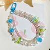 Fashion Double Layer Flower Beaded Charm Pendant Chain Phone Strap Pocket Keychain Strap Decoration for Keys Bag Purse