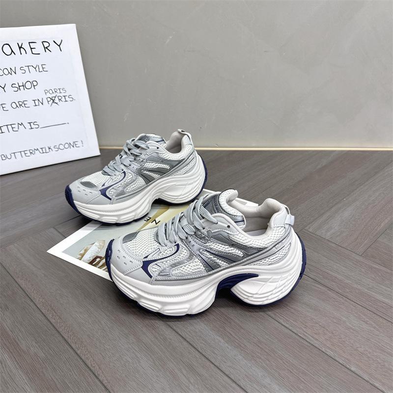 Platform-soled Paris Daddy shoes for women's 2025 spring new versatile small man height-increasing mesh breathable casual sports shoes