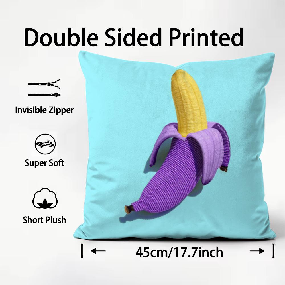 Creative Food Fruit Print Cushion Cover Plush Fabric Soft DoubleSided Printed Sofa Warm Winter Home Child Gift Pillow Case