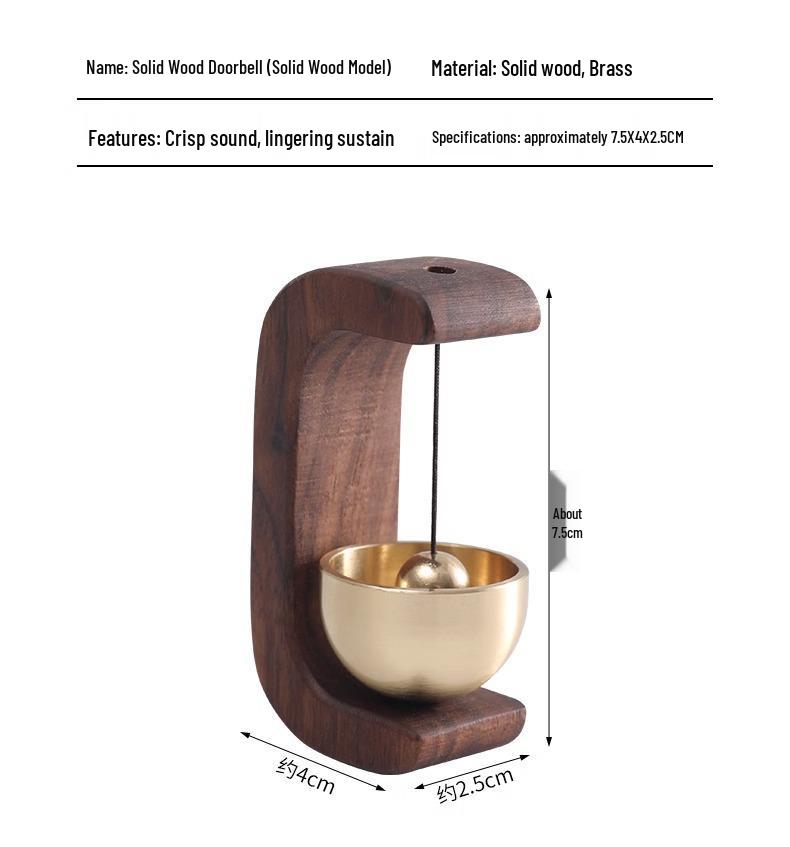 Magnetic Wooden Doorbell: Suction Entry Reminder with Dopamine Bell for Shops - New Chinese Decoration