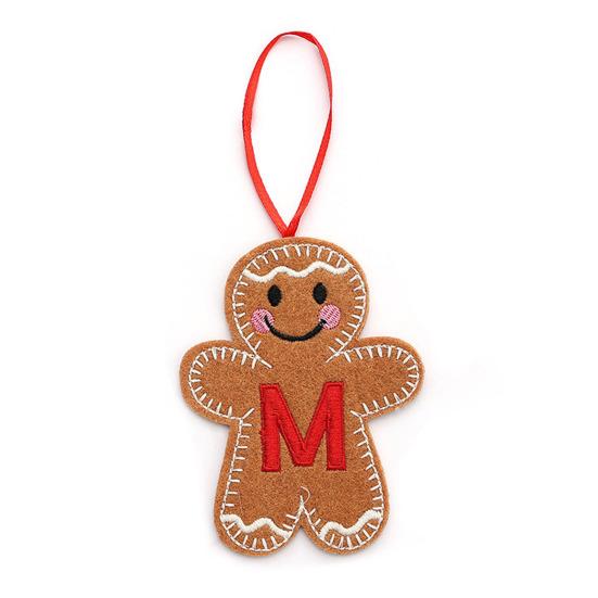 Gingerbread Man Ornaments Initial Alphabet Monogram Gingerbread Hanging Ornament Family Name Letter Xmas Tree Decor