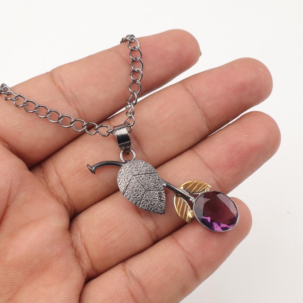 Natural Amethyst Pendant 925 Stamped Silver Handmade Jewelry Thanksgiving Gift PP-55-5