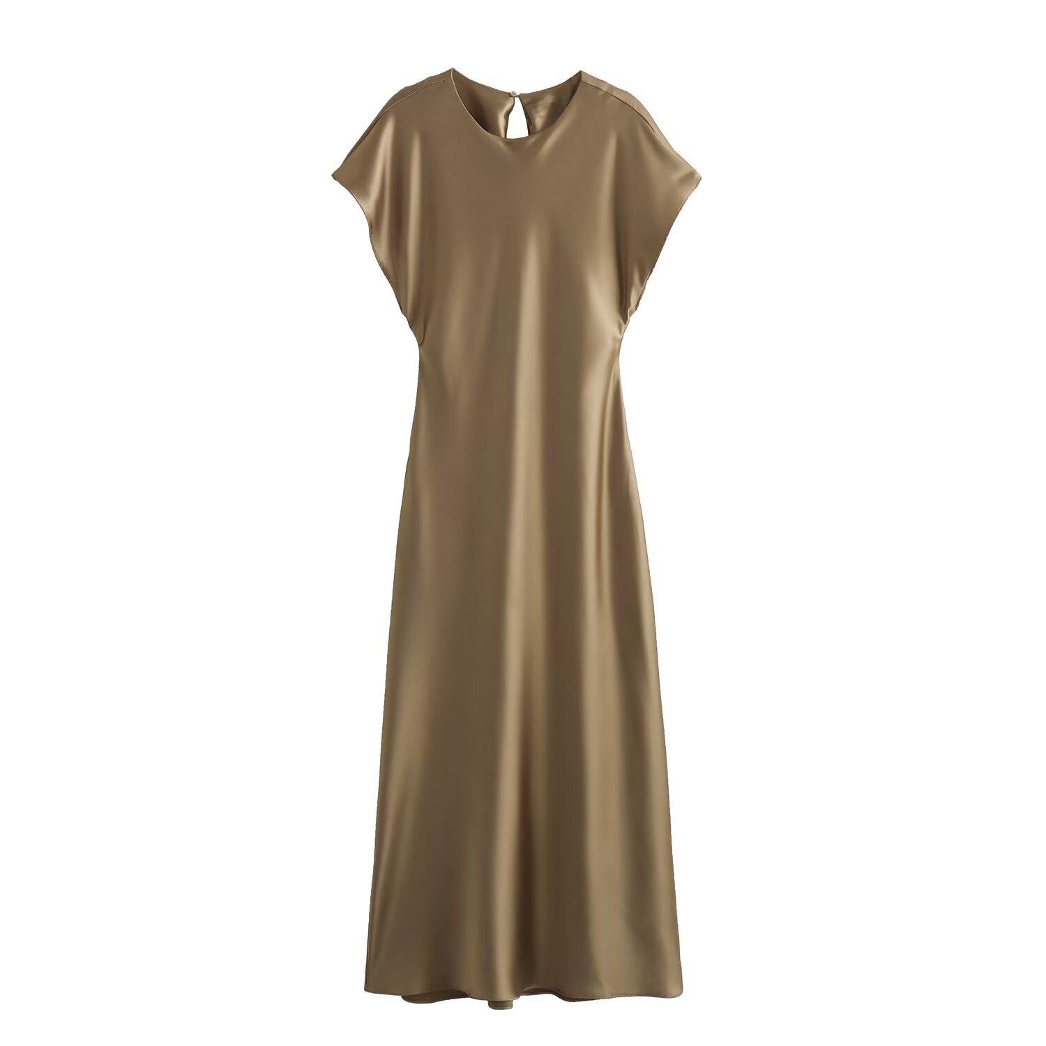 

ZARZ Универсальное женское миди-платье из шелкового сатина в европейском и американском стиле Large