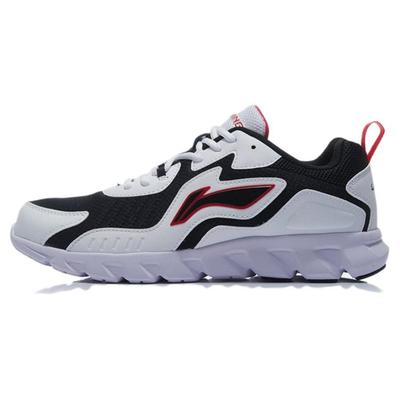 Li Ning Comfortable Mesh, Synthetic Leather Slip Resistant Low Top Casual Running Shoes Men's White Black ARHP275-5