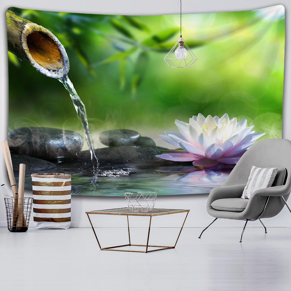 Wall Tapestry, Zen Garden, Massage Stone and Water Lily Beach Towel Throw Blanket Picnic Yoga Mat Family Outfit