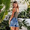 2024 European & American Style Handmade Distressed Fringed Denim Shorts for Women