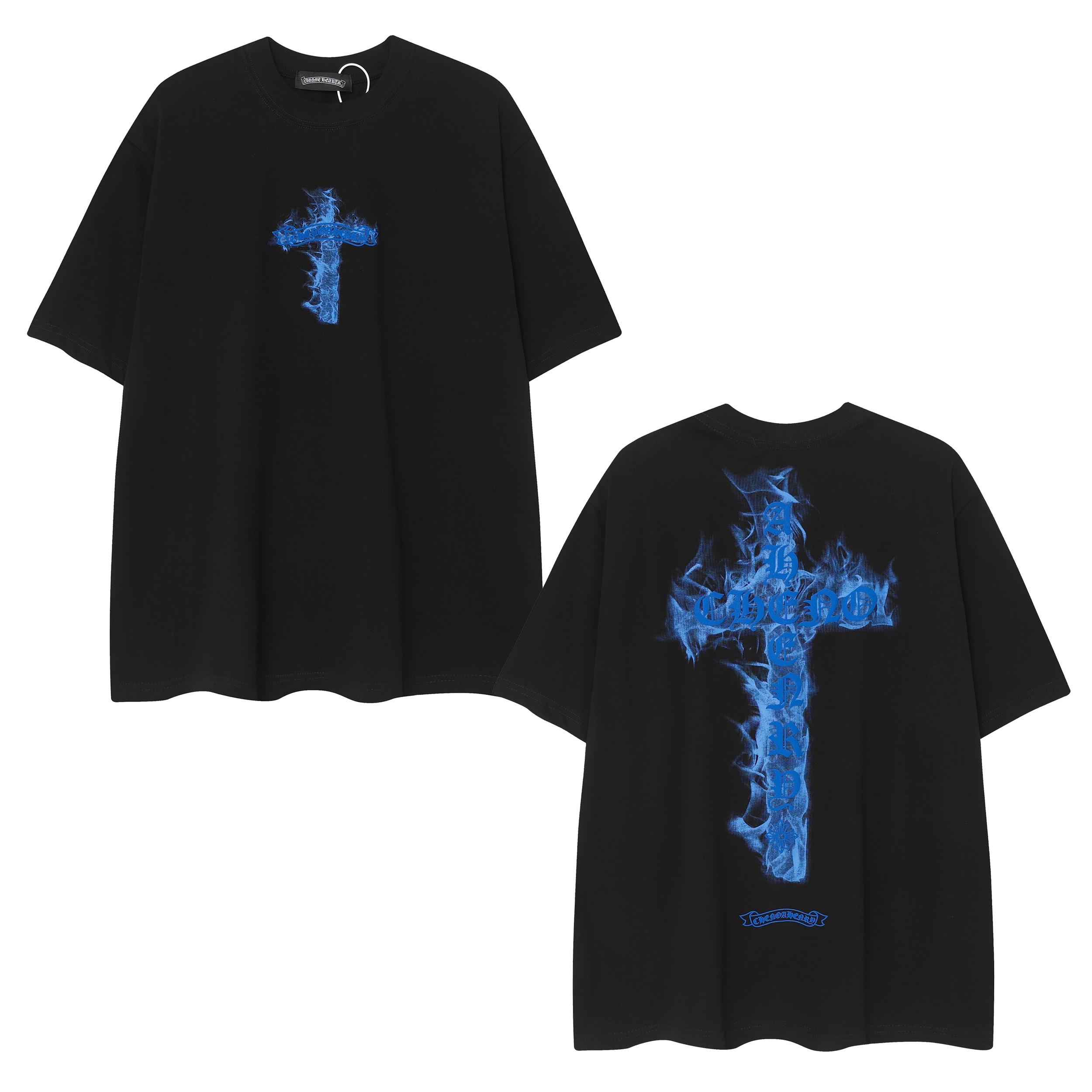 

9986 ХРОМІЗОВАНІ СЕРДЕЧКА 2025 Літня нова чоловіча та жіноча футболка з круглим вирізом, вільного крою, великого розміру, для пар S чорний